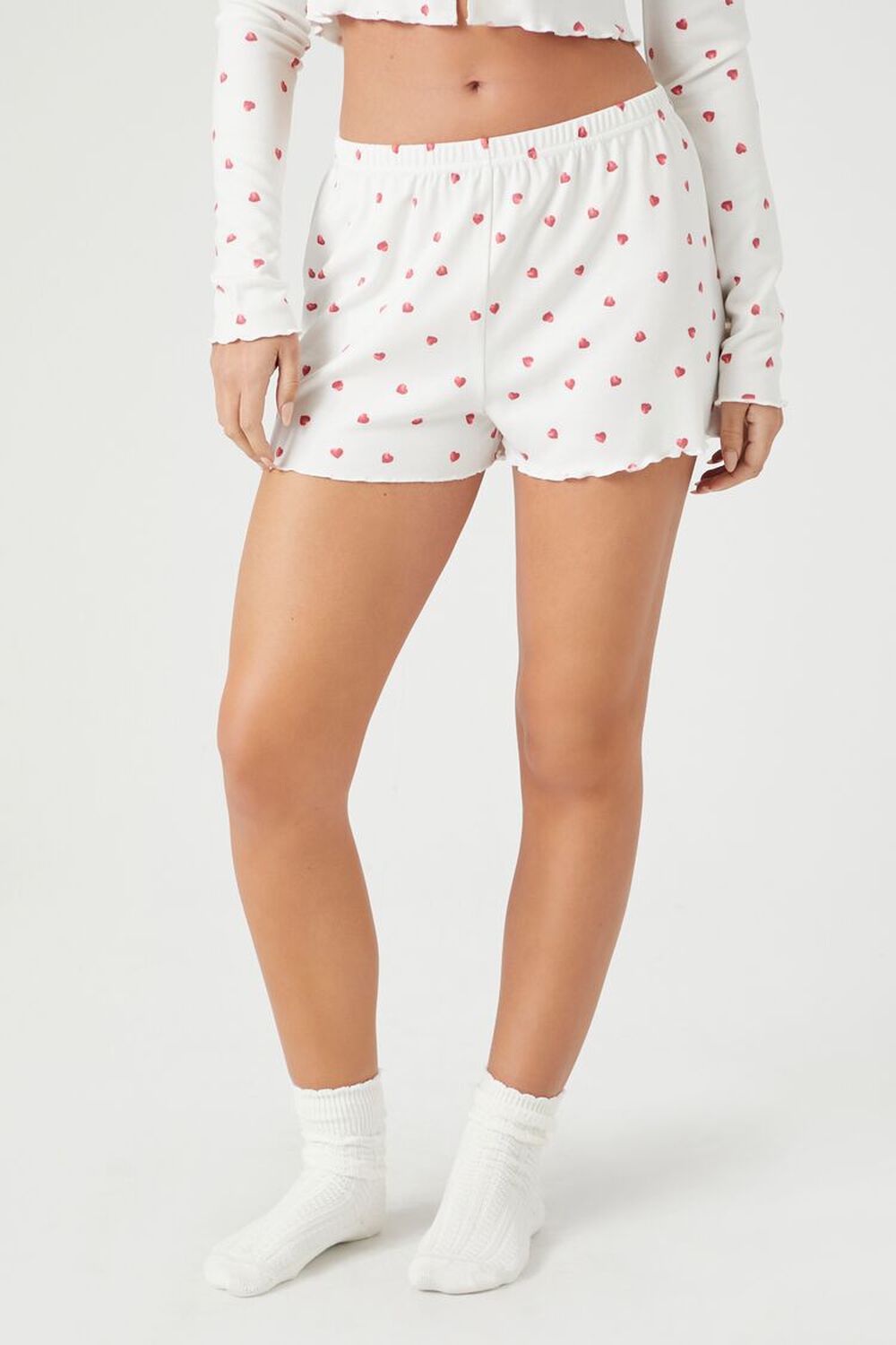 Heart Print Pajama Shorts